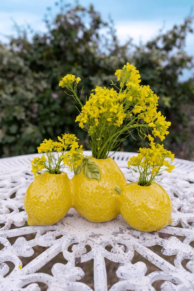Jarrón De Cerámica Con Diseño De Tres Limones