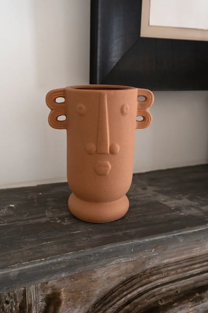 Jarrón De Porcelana Cara Terracota