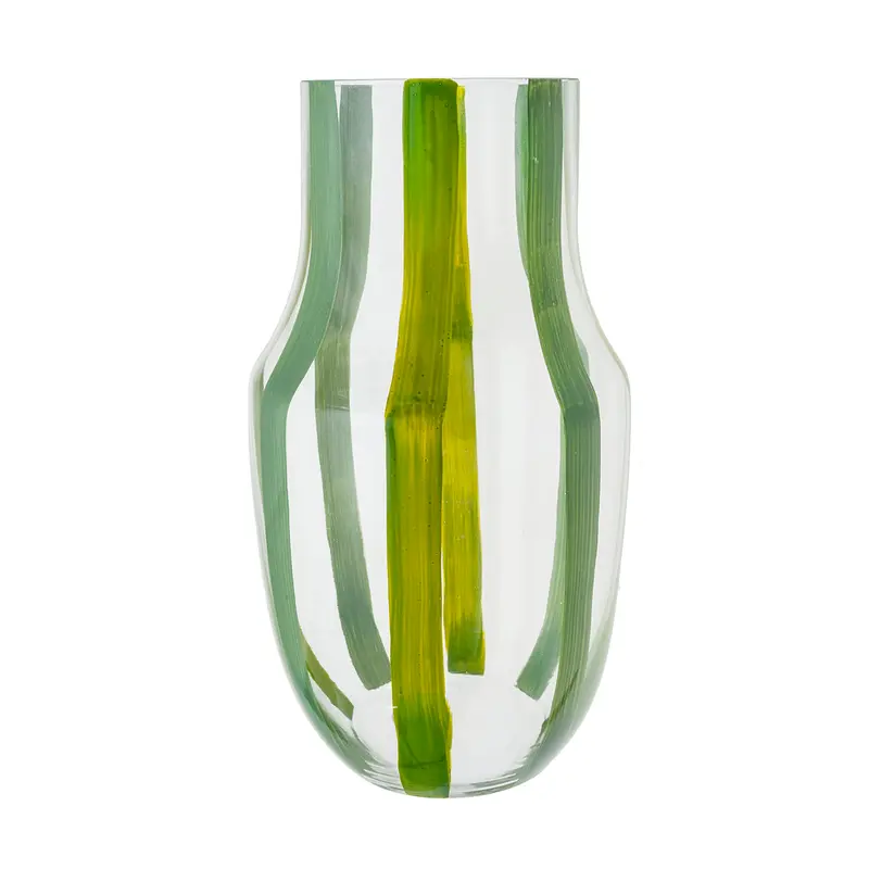 Jarrón de Vidrio Verde Decorativo Alto