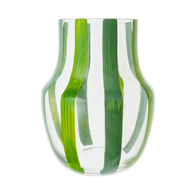 Jarrón de Vidrio Verde Decorativo