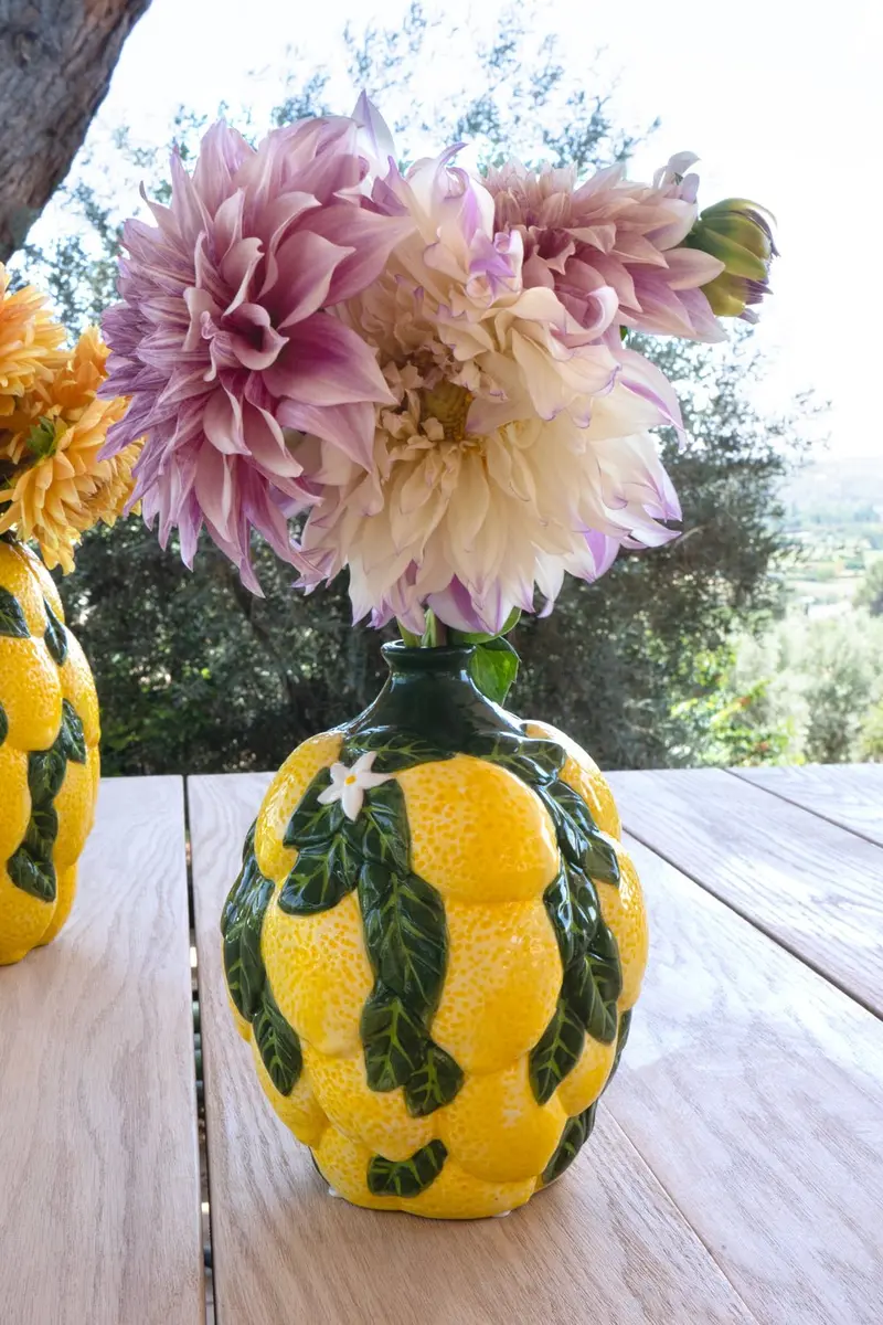 Jarrón Diseño Limones De Porcelana Pequeño