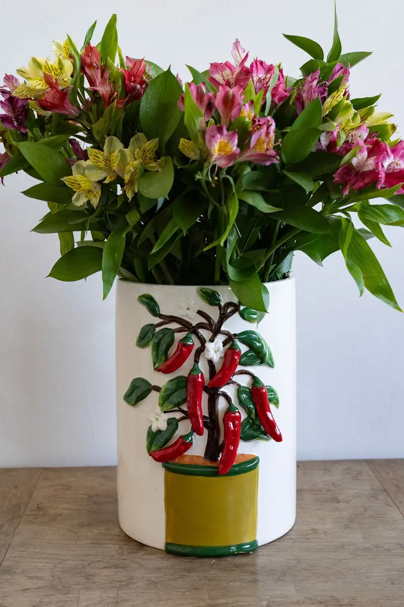 Jarrón Diseño Plantas De Pimiento