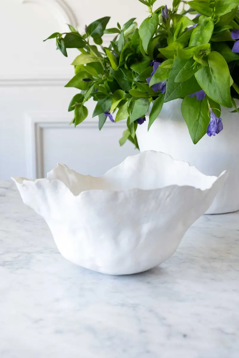 Jarrón Irregular De Porcelana Blanco Brillante 20 Cm