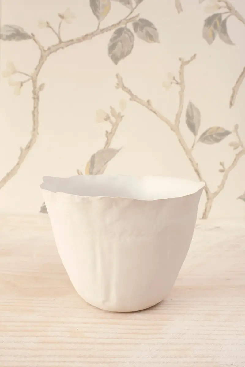 Jarrón Irregular De Porcelana Blanco Mate