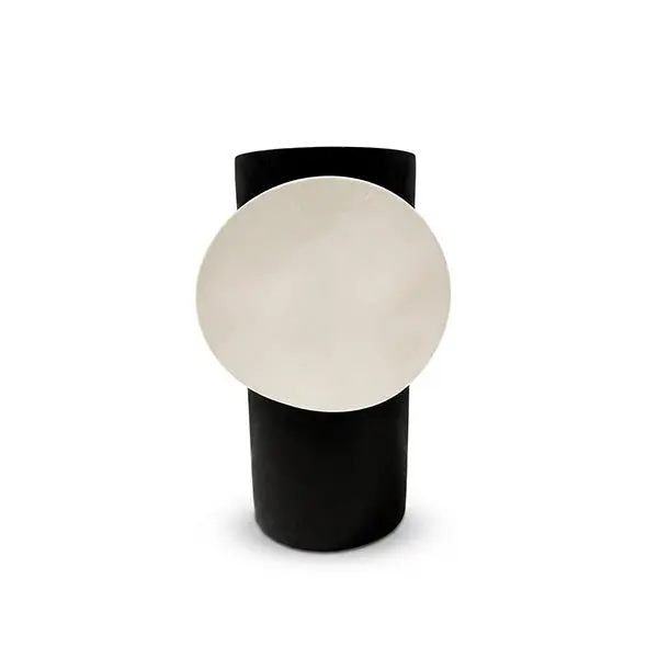 Jarrón Negro Círculo Blanco