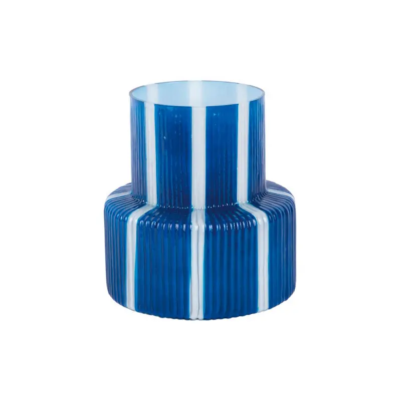 Jarrón Rayado Retro Wide Azul Cobalto