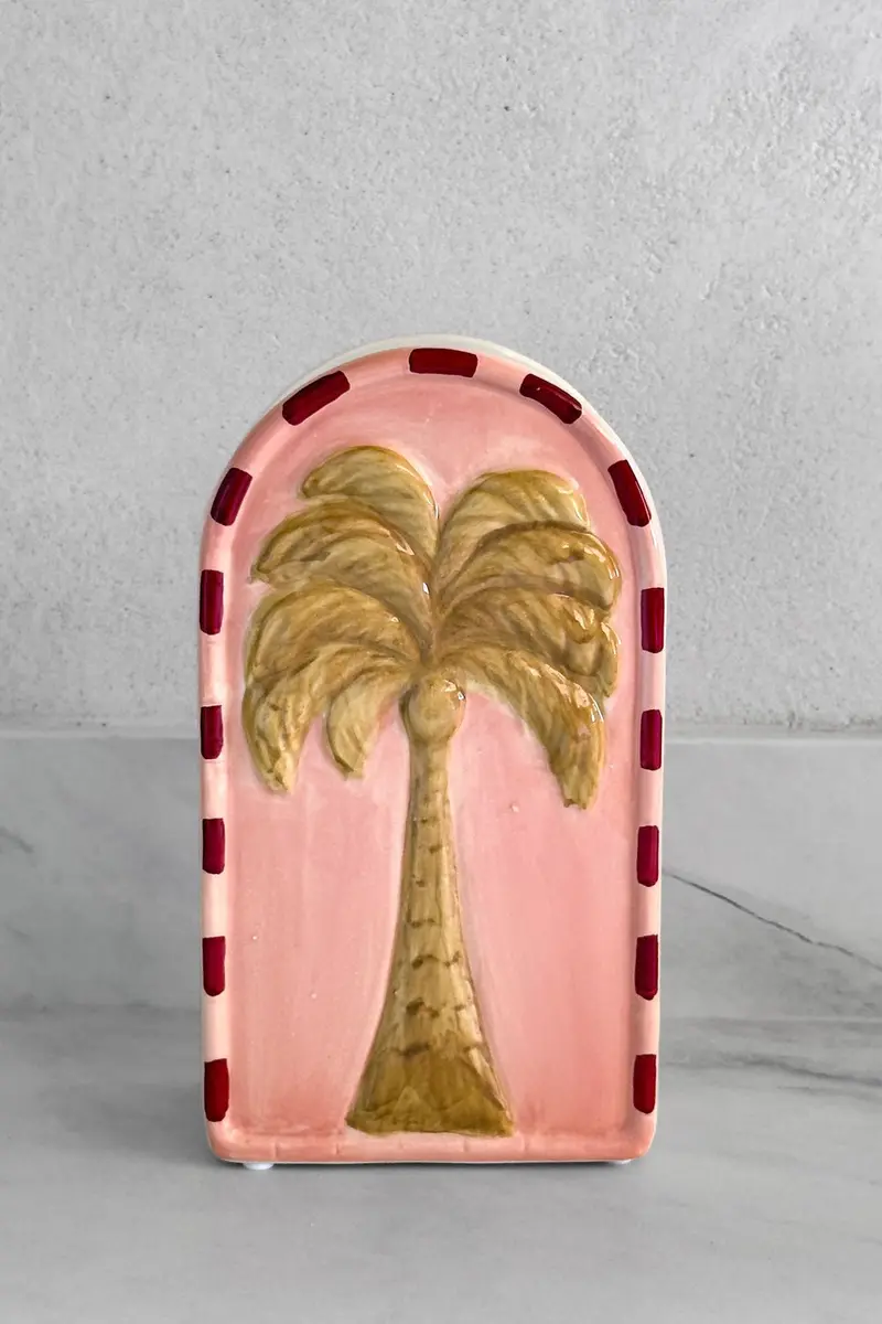 Jarrón Rosa Diseño Palmera