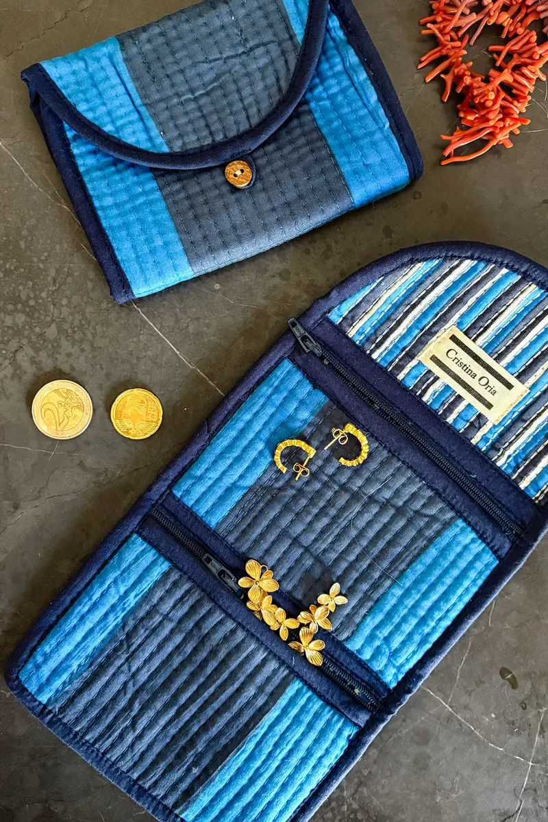 Joyero Rayas Azul Oscuro & Azul Claro
