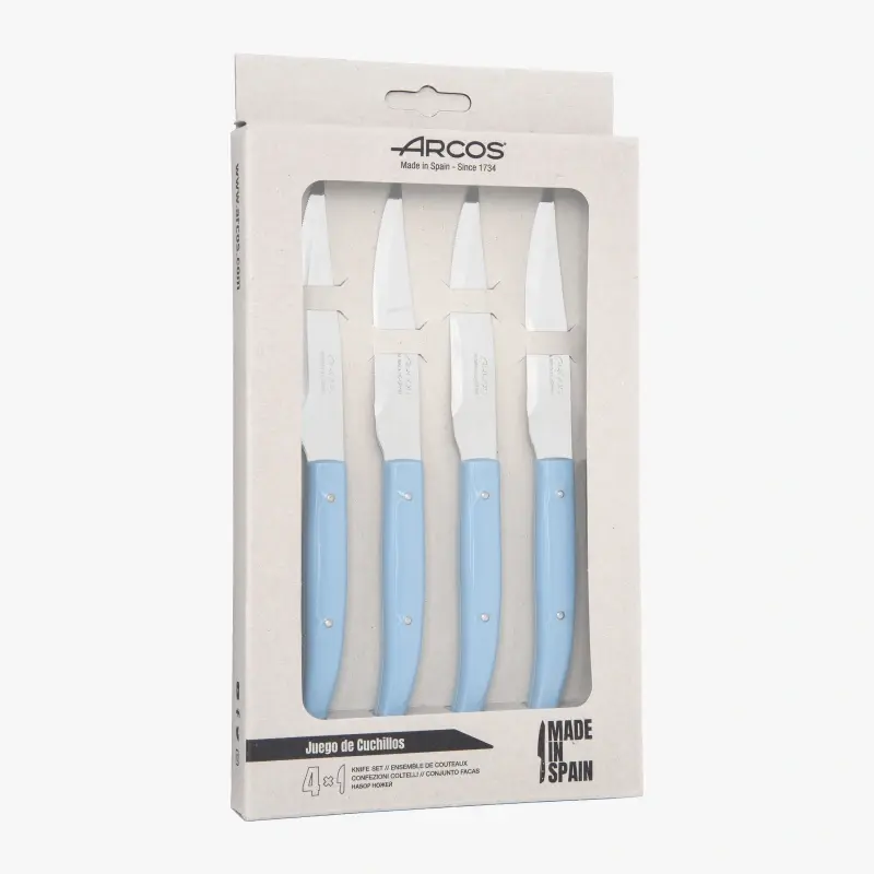 Juego 4 pzas. Cuchillo chuletero Azul Microserrado