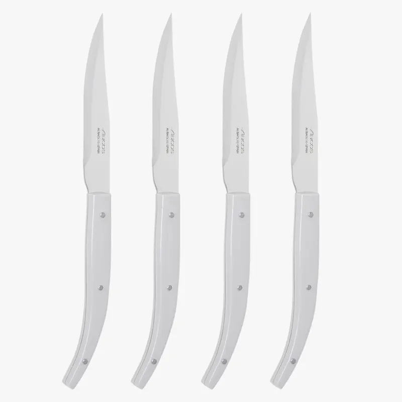 Juego 4 pzas. Cuchillo chuletero Blanco Microserrado