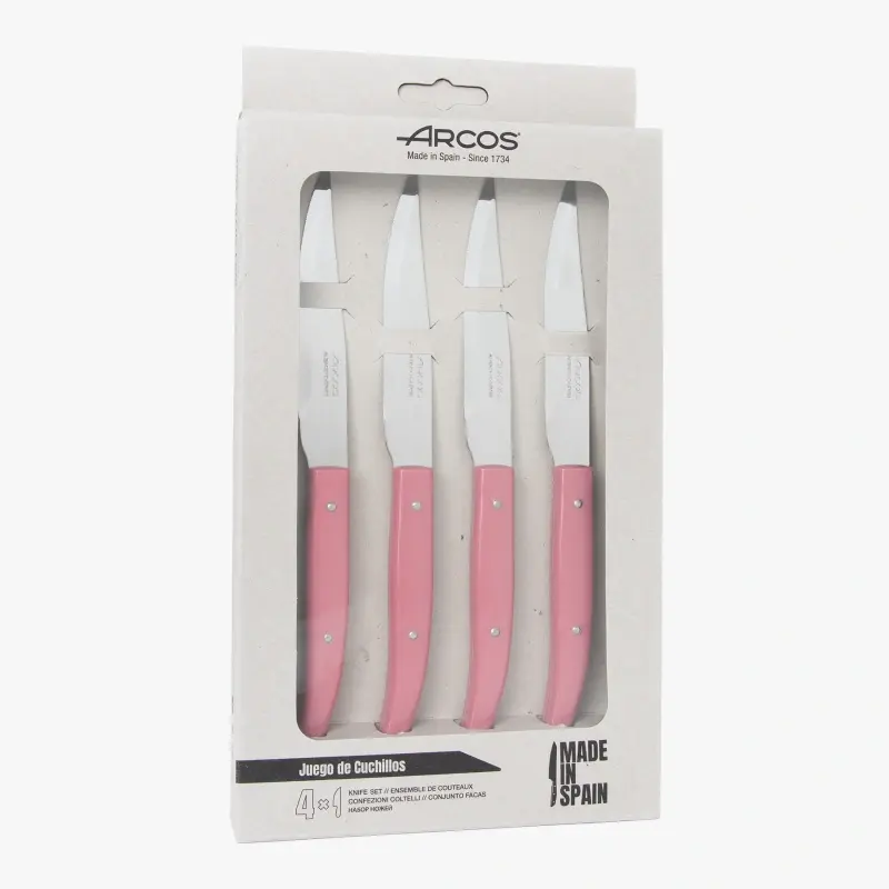 Juego 4 pzas. Cuchillo chuletero Rosa Microserrado