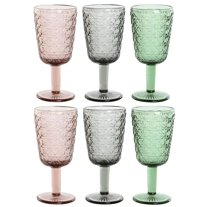 JUEGO 6 COPAS CRISTAL SURTIDAS 8,7 X 17CM