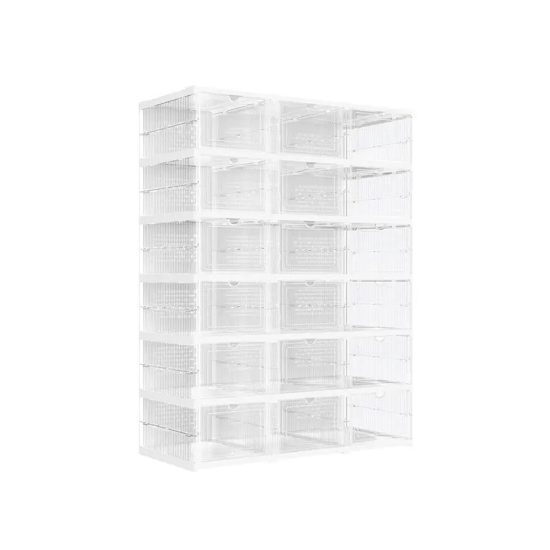 Juego de 18 Cajas para Zapatos Transparente y Blanco Nube