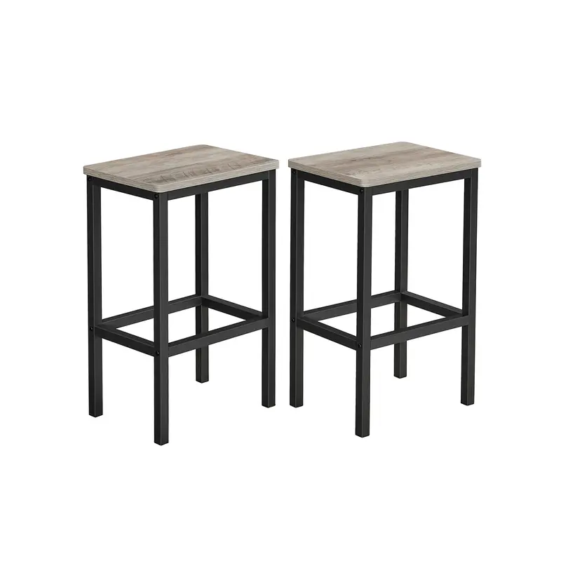 Juego de 2 Taburete de Bar Greige y Negro