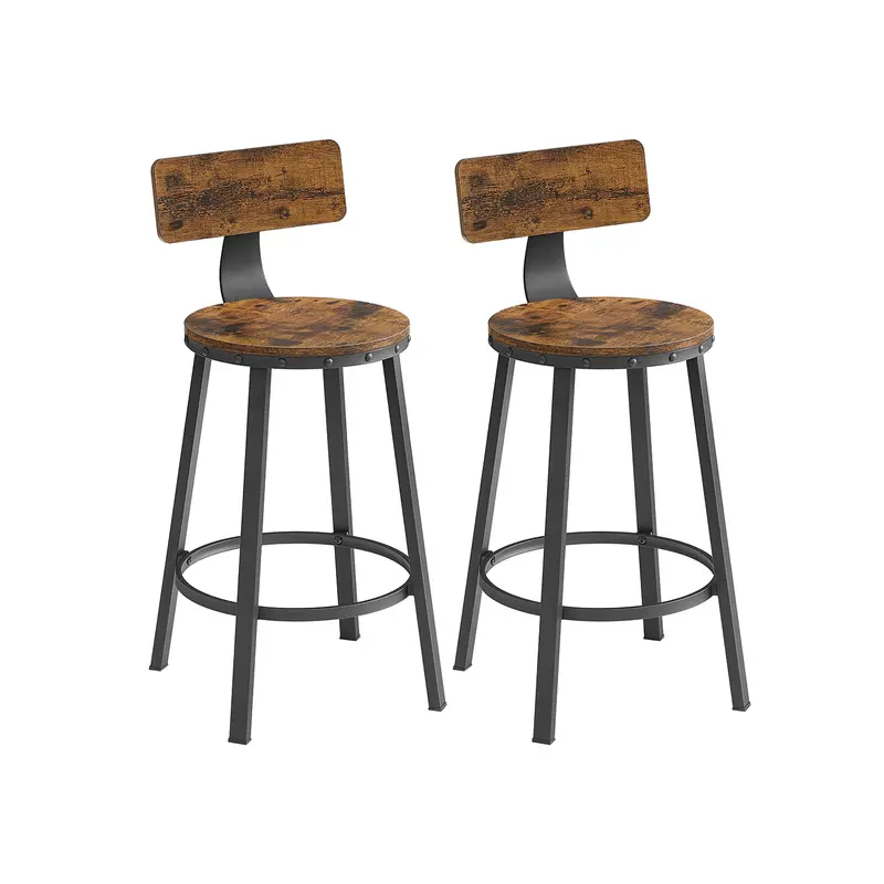 Juego de 2 Taburetes de Bar Industrial