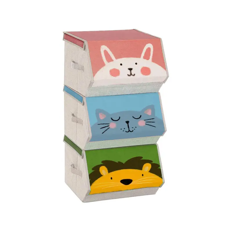 Juego de 3 Cajas Almacenaje Tela Infantil