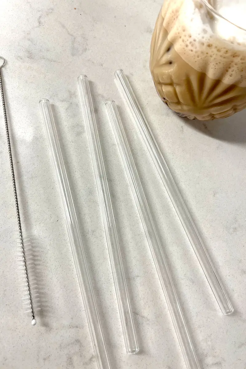 Juego De 4 Pajitas De Cristal