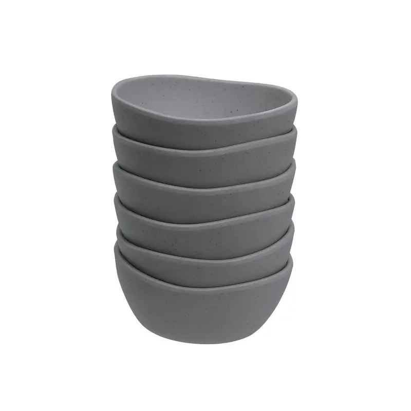 Juego de 6 boles pequeños fabricados en melamina color gris de 11 cm