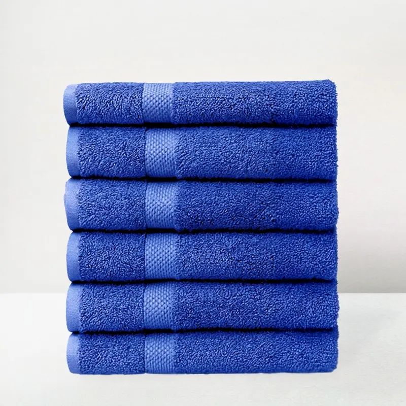 Juego de 6 toallas ducha grandes azul oscuro 100% algodón de 150x100 cm