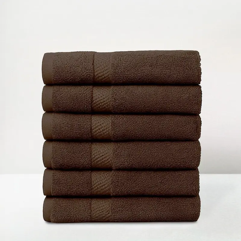 Juego de 6 toallas ducha grandes chocolate 100% algodón de 150x100 cm