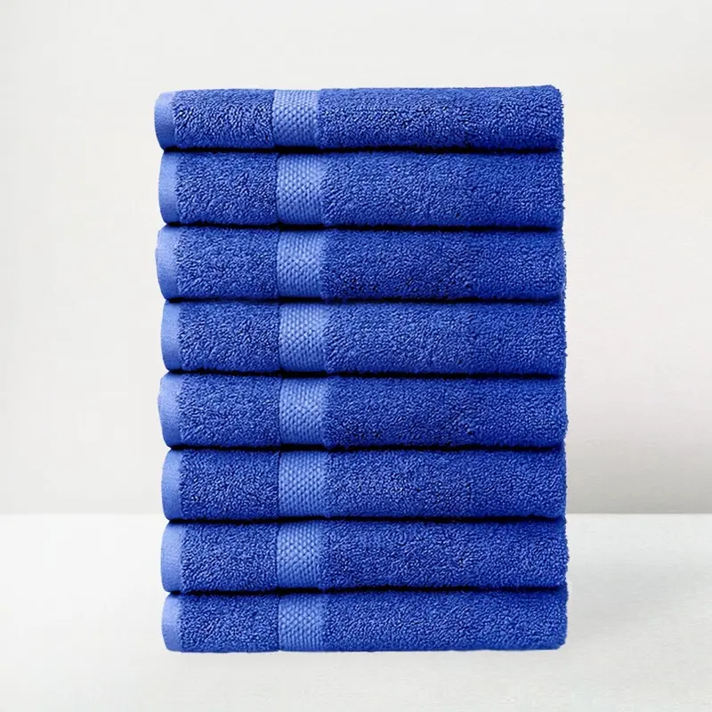 Juego de 8 toallas de ducha azul oscuro 100% algodón rizo de 140x70 cm