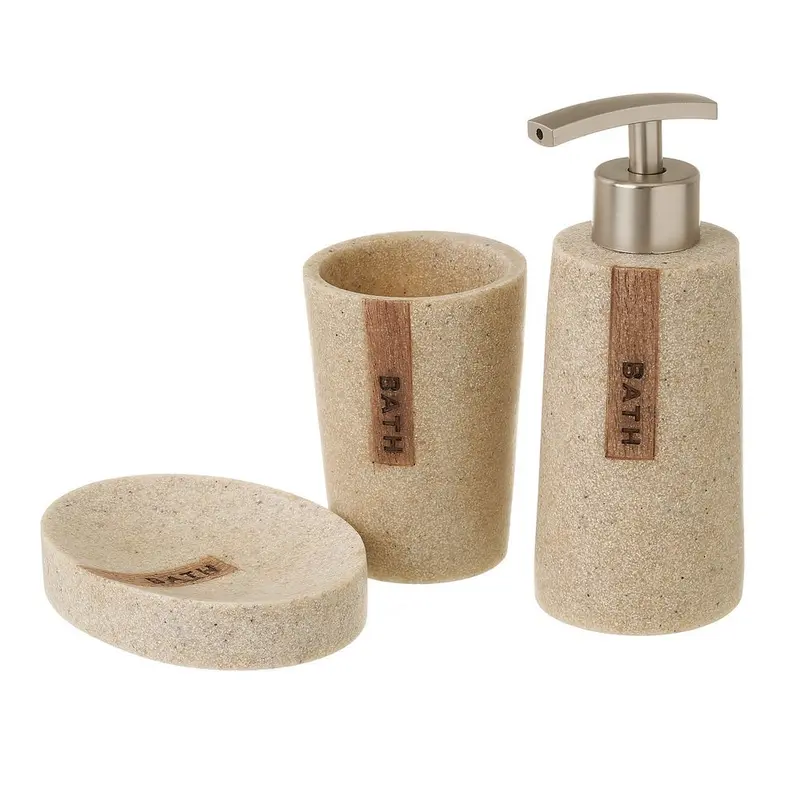 Juego de dispensador jabonera y vaso portacepillos