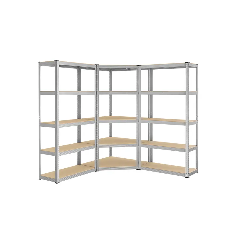 Juego de Estantería Esquinera de 5 Niveless Plata Pálido y Beige Natural