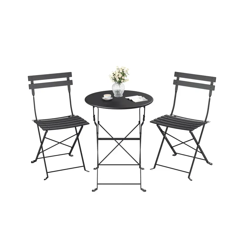Juego de Jardín Plegable con 2 Sillas y 1 Mesa para Balcón