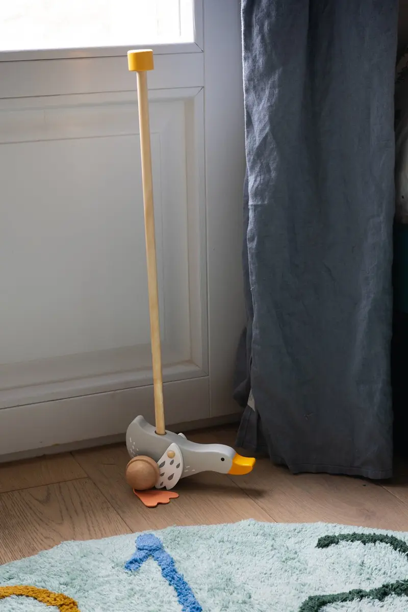 Juguete De Empuje De Madera Con Diseño De Ganso