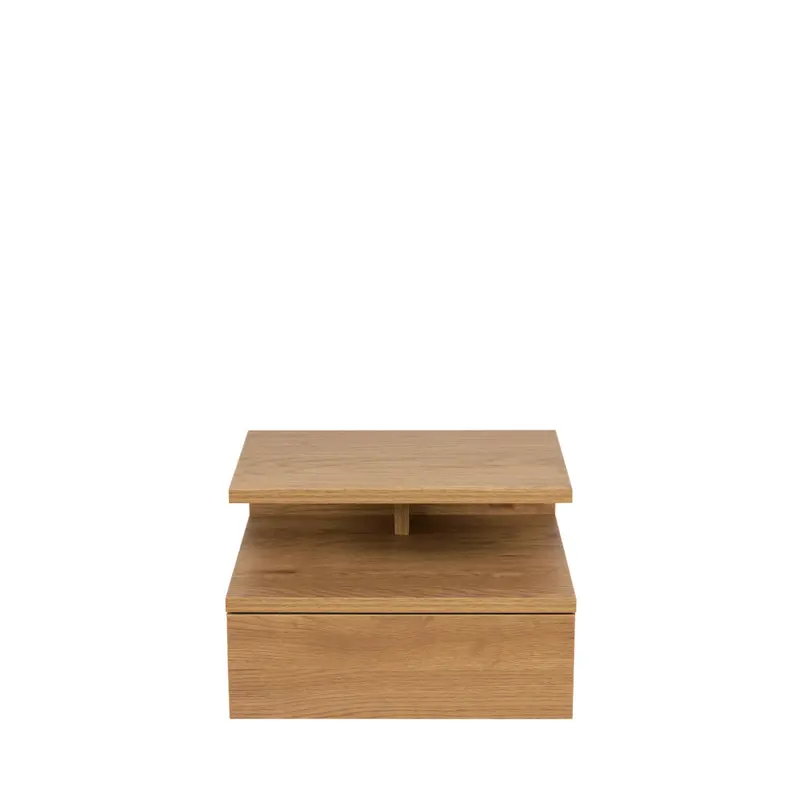 KAMICHI - Mesa de noche de pared con 1 cajón de madera