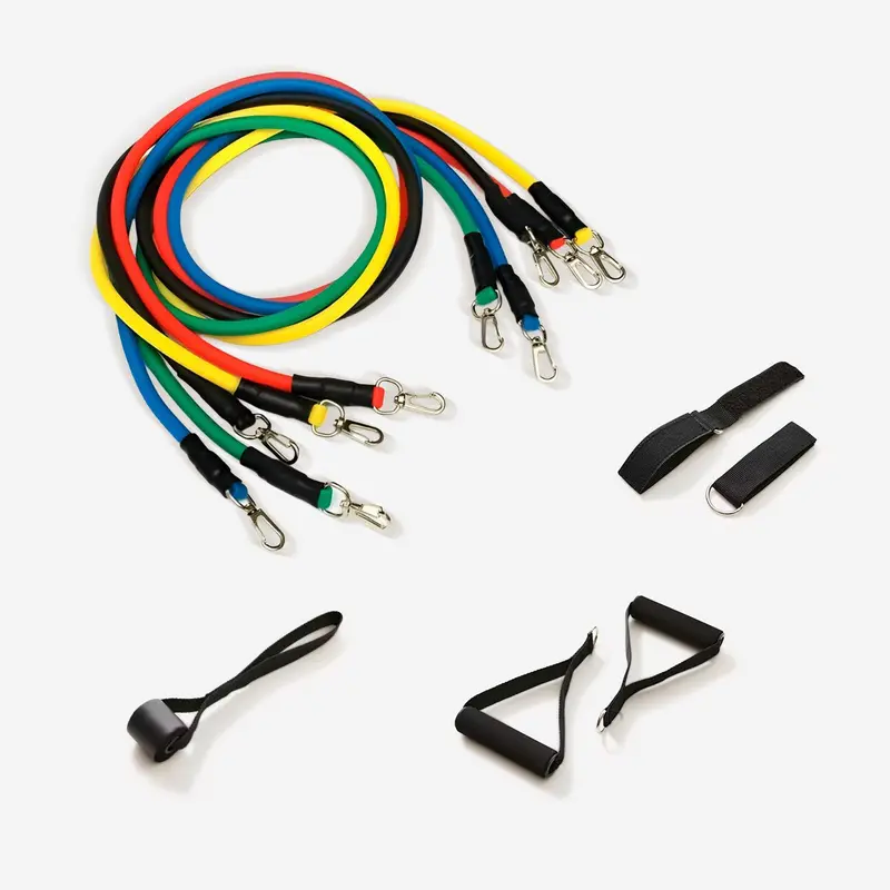 Kit 5 Bandas Elásticas Musculación Resistencia con Asas y Anclaje para Puerta