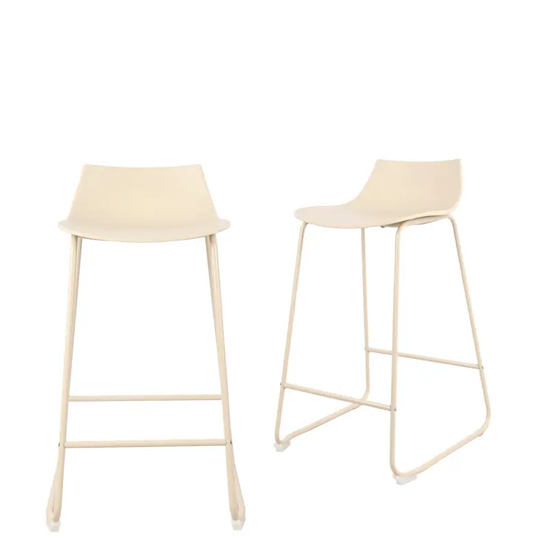 Lamer - Lote de 4 taburetes de bar de plástico y metal, altura 66 cm