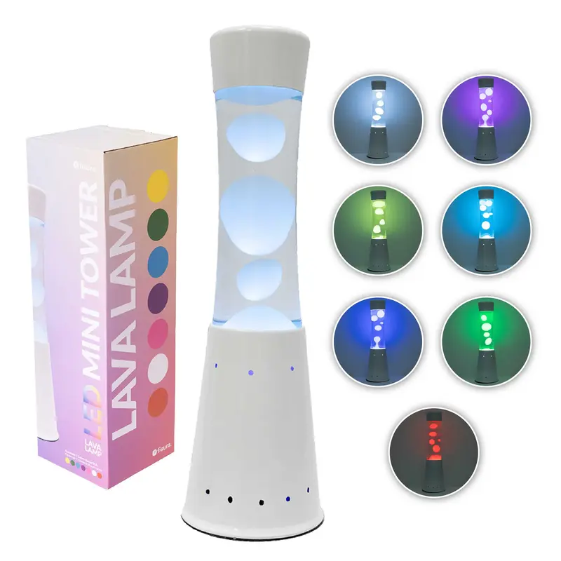 Lámpara de lava LED con base blanca - 7 colores