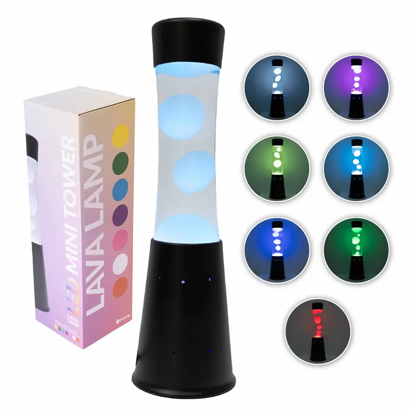 Lámpara de lava LED con base negra - 7 colores