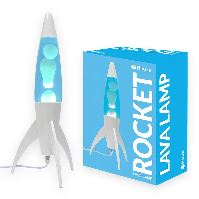 Lámpara de lava rocket azul