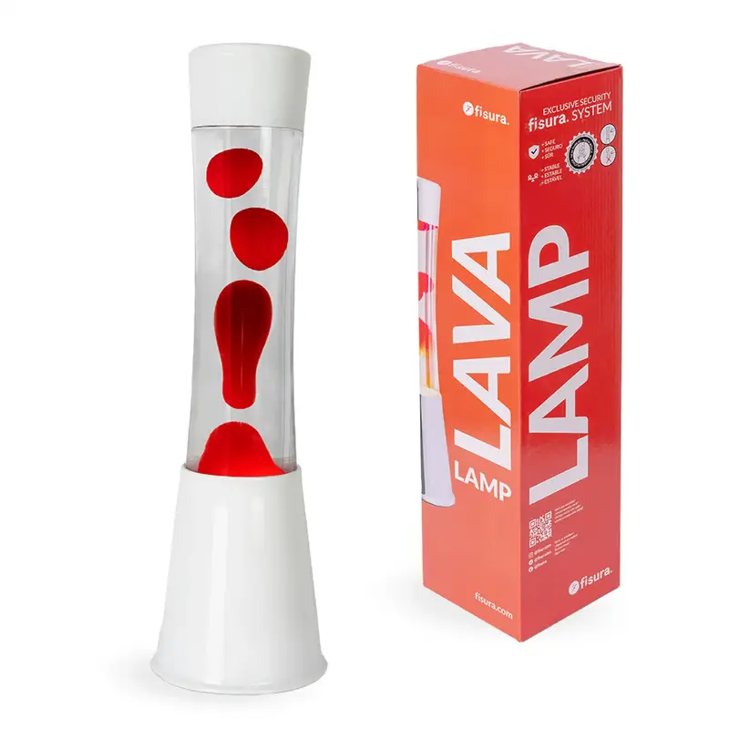 Lámpara de lava roja y blanca
