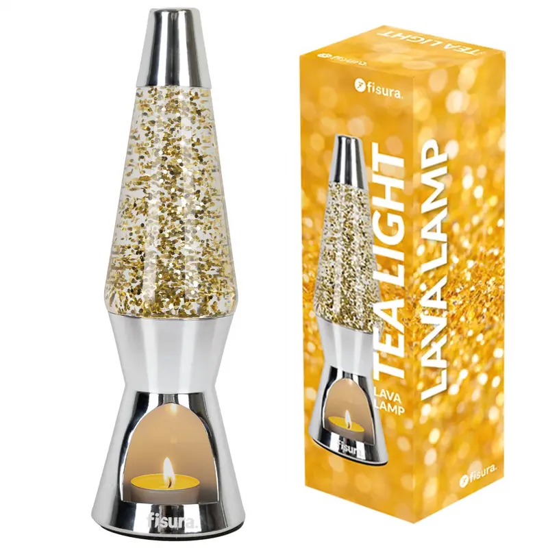 Lámpara de lava vela purpurina