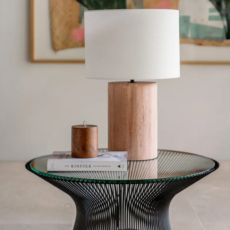 Lámpara de mesa - Auch - Travertino - Rosa - Al. 54,5 cm