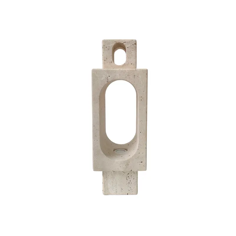 Lámpara de mesa Livry - H40 cm - Travertino blanco