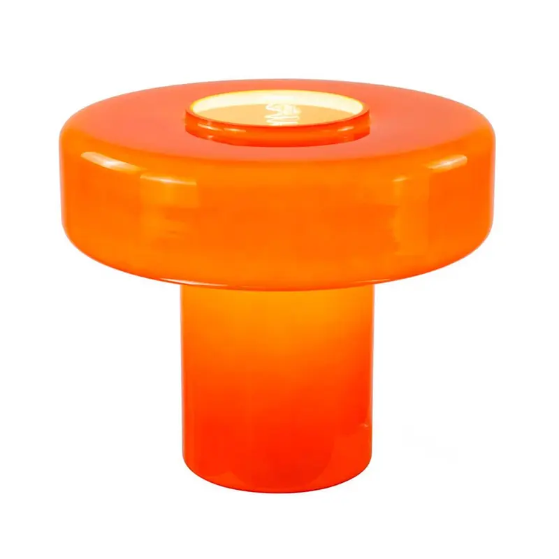 Lámpara de Mesa Maxi Foza con Cristal Coloreado y Estilo Retro - Naranjo