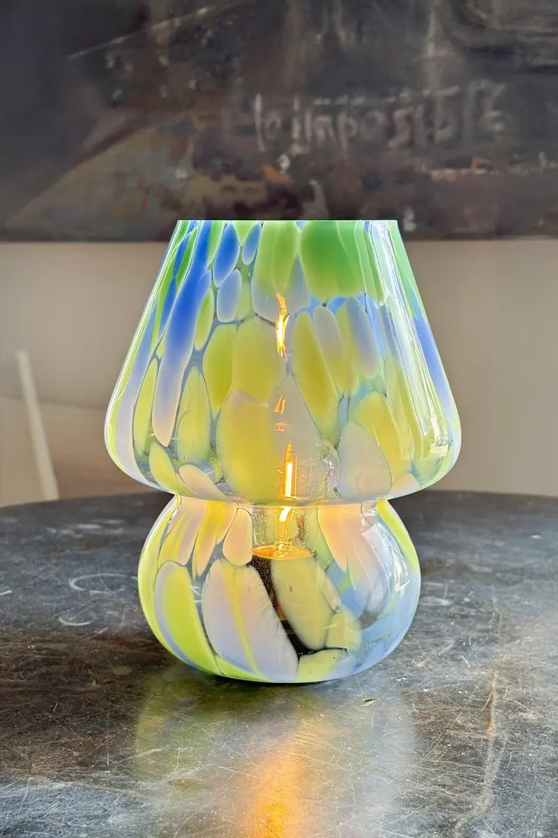 Lámpara De Vidrio Efecto Degradado Azul Y Verde
