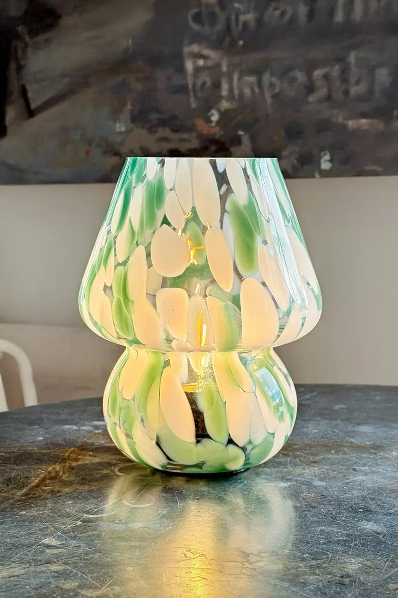 Lámpara De Vidrio Efecto Degradado Blanco Y Verde