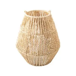 Lámpara Portavelas de Cuerda Natural de 22,5cm x 22,x5 cm