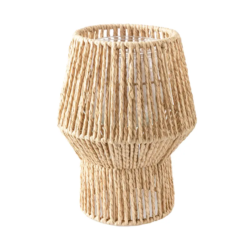 Lámpara Portavelas de Cuerda Natural de 22,5cm x 22,x5 cm