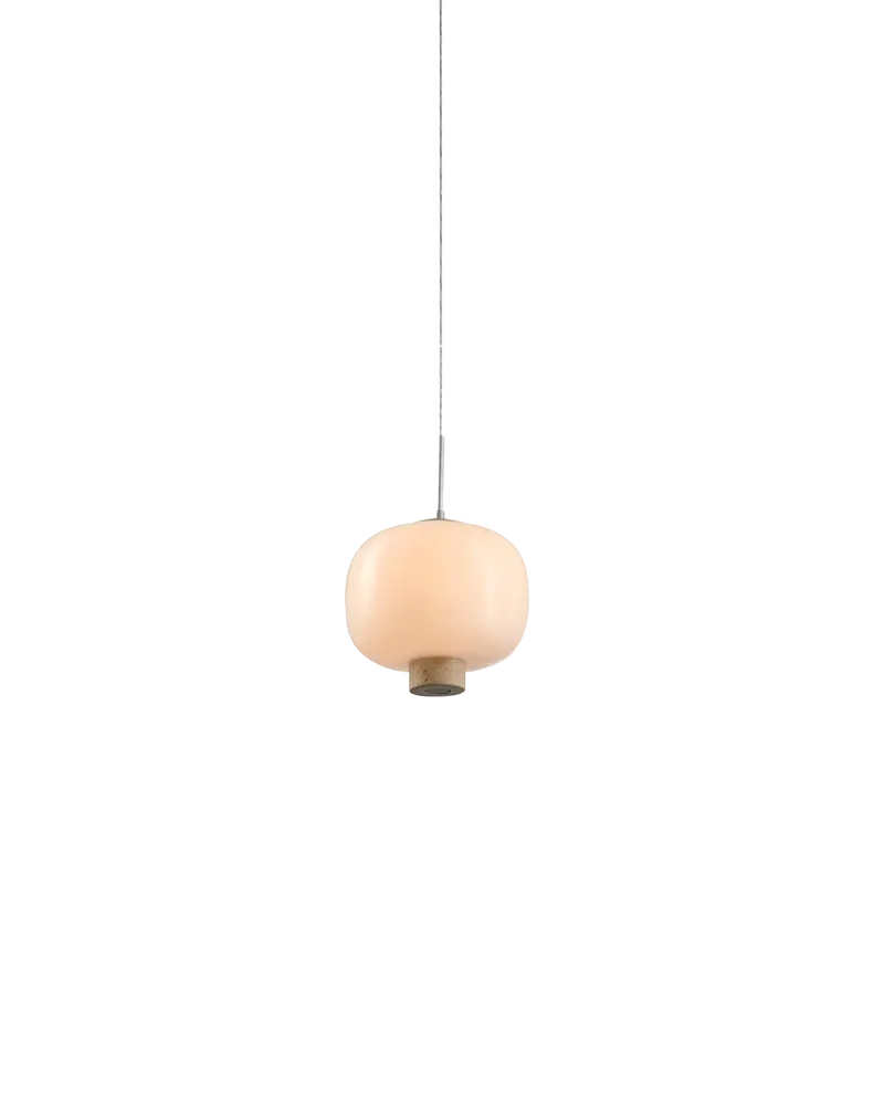 Lámpara techo colgante salón comedor cristal mediana artesanal ovalada Alma