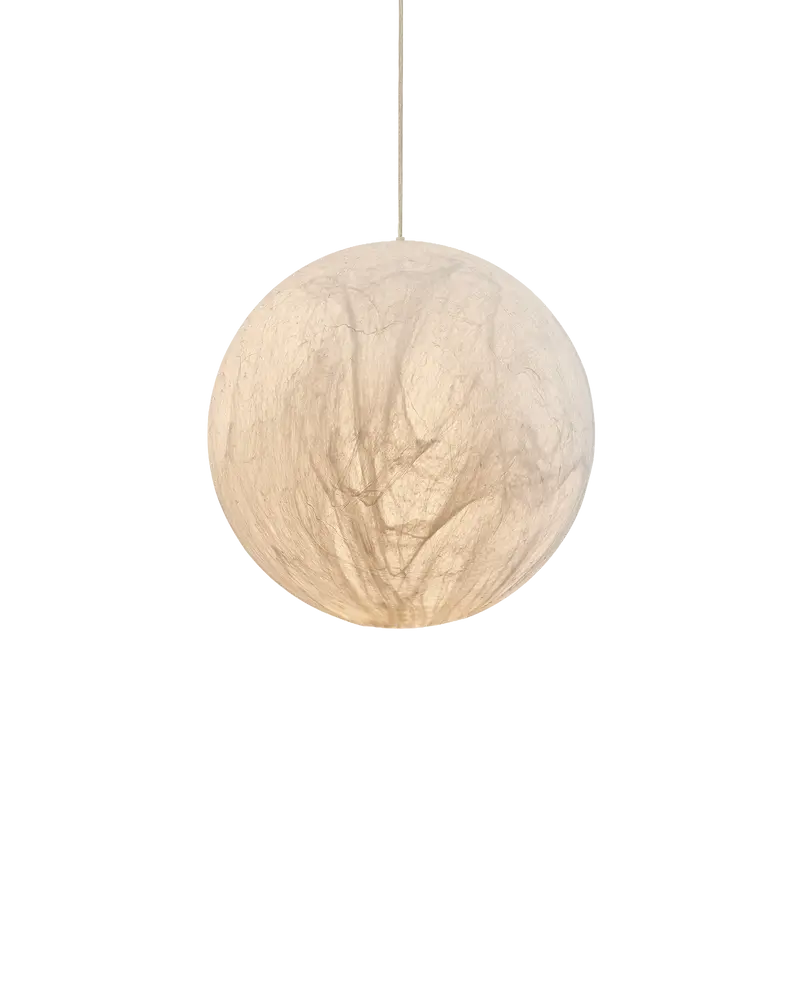 Lámpara techo colgante salón comedor seda natural multiformato artesanal redonda Orve