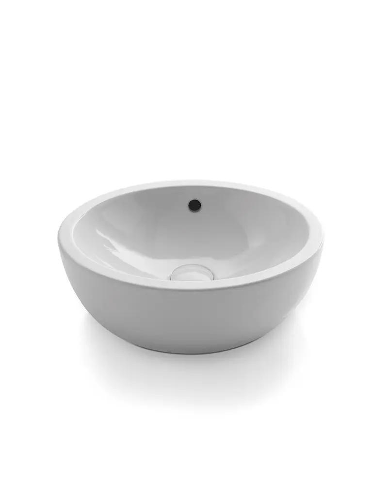 Lavabo de apoyo redondo Le Bacinelle con rebosadero