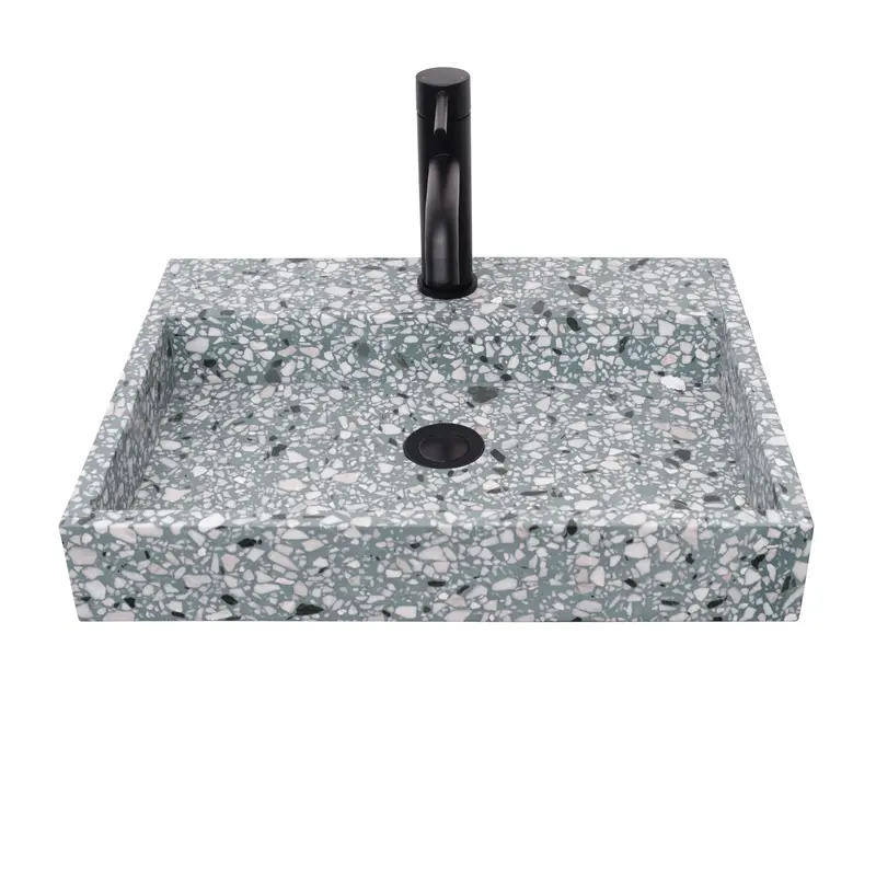 Lavabo de Mármol George con Orificio para Grifería - Terrazo Verde