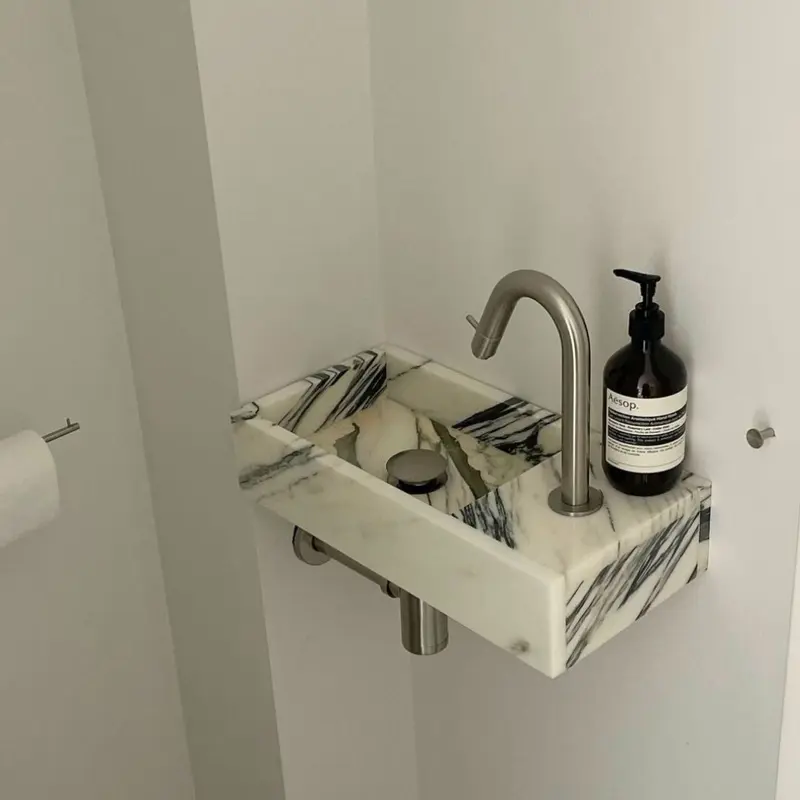 Lavabo de mármol Porto - Mármol azul / blanco