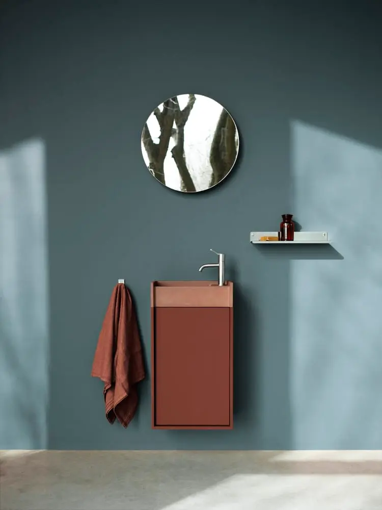 Lavabo exento redondo en solid surface blanco Ventiquaranta